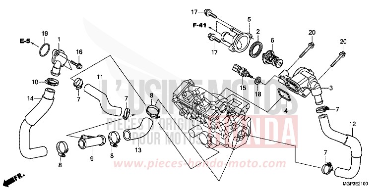 THERMOSTAT von CBR1000RR "Fireblade" ROSS WHITE (NH196KA) von 2013